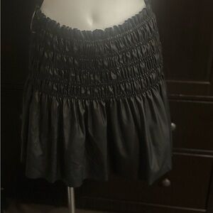 Privy Black Ruched Mini Skirt-Faux Leather